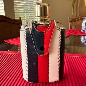 Vegan - Leather Wrapped - Glass Flask in Red, White & Blue